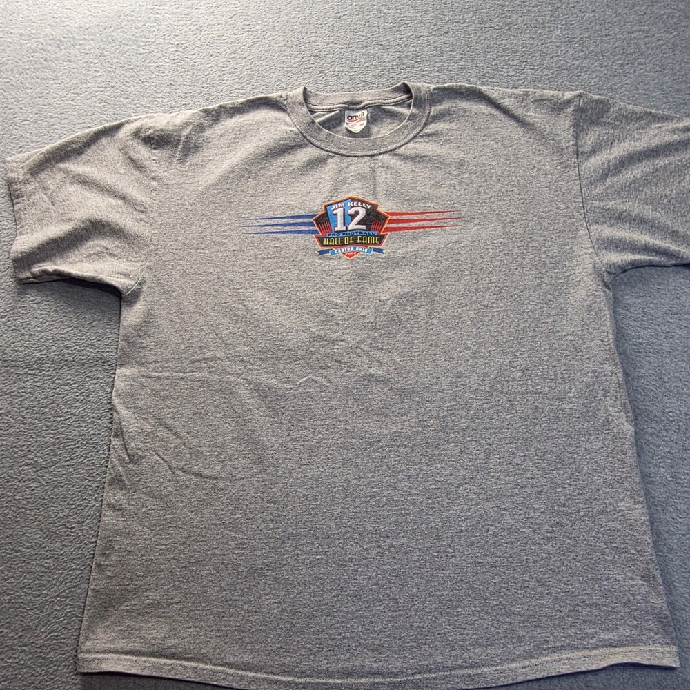 Vintage Jim Kelly Hall of Fame 2002‎ T-Shirt Mens 2XL Gray NFL Tee Vintage Anvil